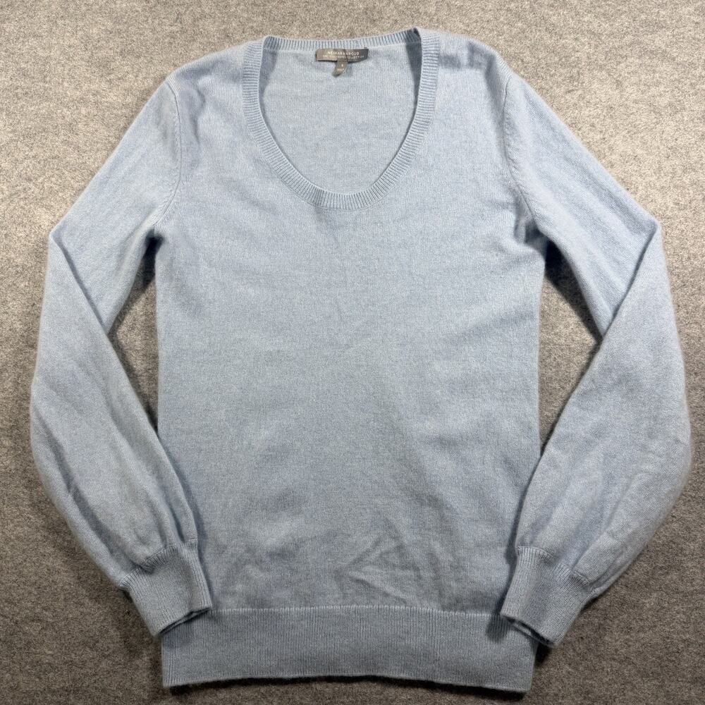 Neiman Marcus Cashmere Collection Sweater Womens S Light Blue 100% Cashmere Soft